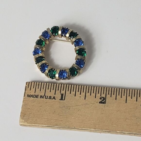 VINTAGE Asymmetrical Oval Gemstone Brooch Pin - Picture 5 of 5